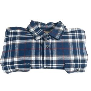 Jachs 100% Cotton Heavy Duty Blue & White Flannel Shirt/Jacket in Size XL Tall